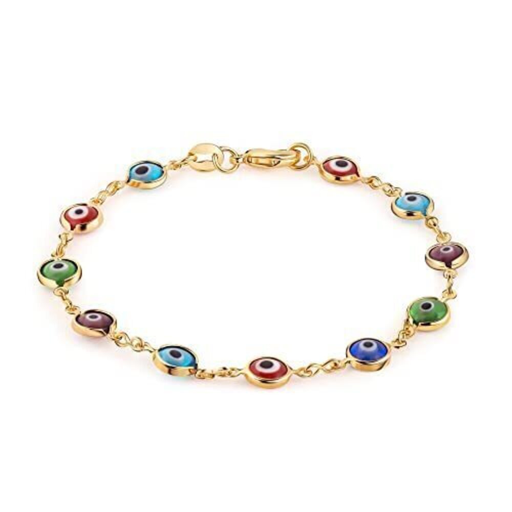 3744 18K Gold Plated Multicolored Evil Eye Bracelet - Made in Brazil